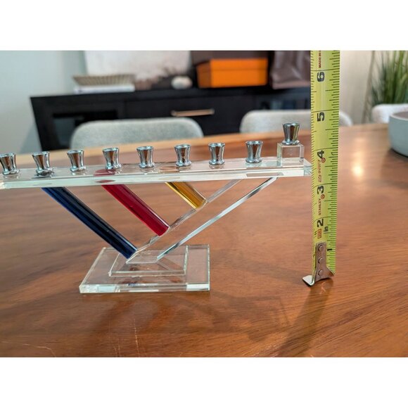 Modernist Abstract Lucite Vintage Menorah Judaica Hanukkah - Picture 6 of 11